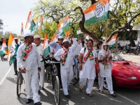 Congress supporters taking out cycle rally